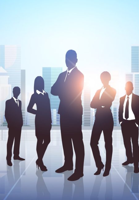 businesspeople group silhouette business people coworkers team leadership over modern city building skyscraper panoramic view sunshine cityscape skyline flat horizontal businesspeople group silhouette business people coworkers team leadership over modern city building skyscraper panoramic view sunshine cityscape skyline flat horizontal vector illustration